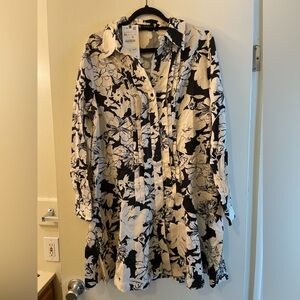 brand new Zara floral black and white dress
